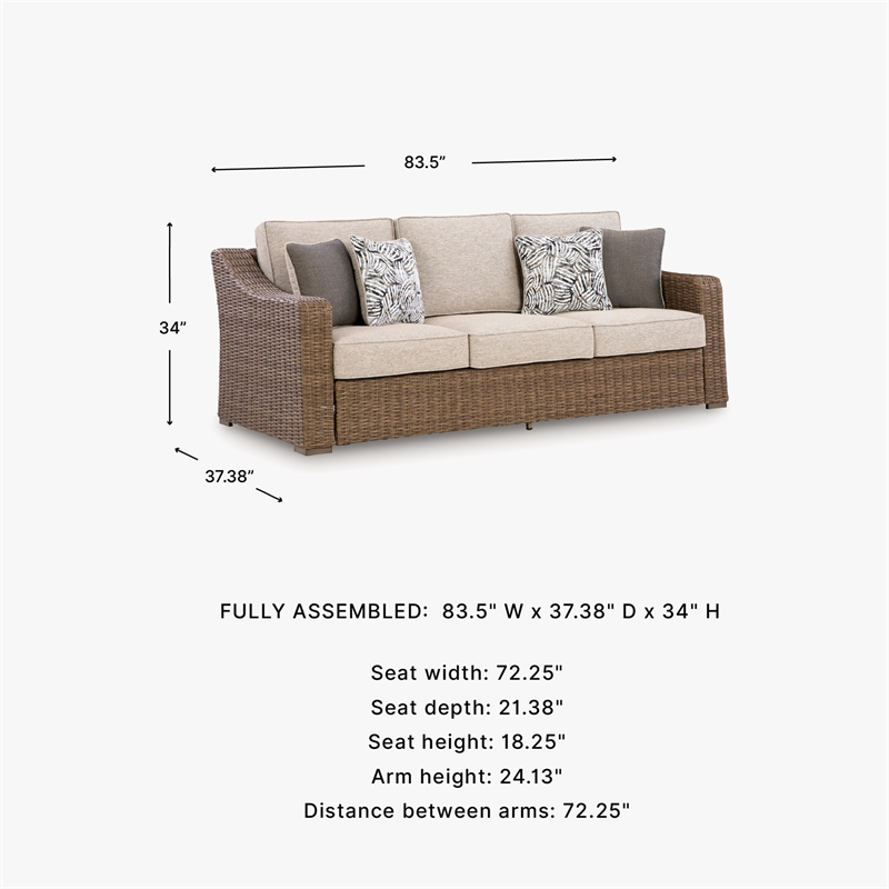 Signature Design by Ashley Caribou Crystal Outdoor Sofa with Cushion