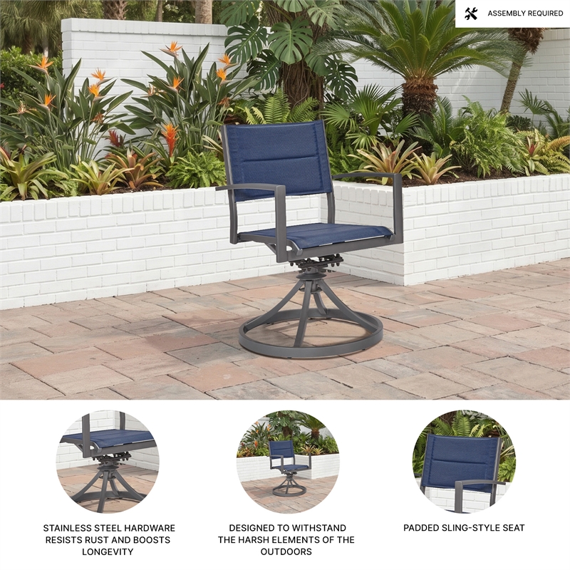 Signature Design by Ashley Redwood Wisp Outdoor Sling Swivel Chair (Set of 2)