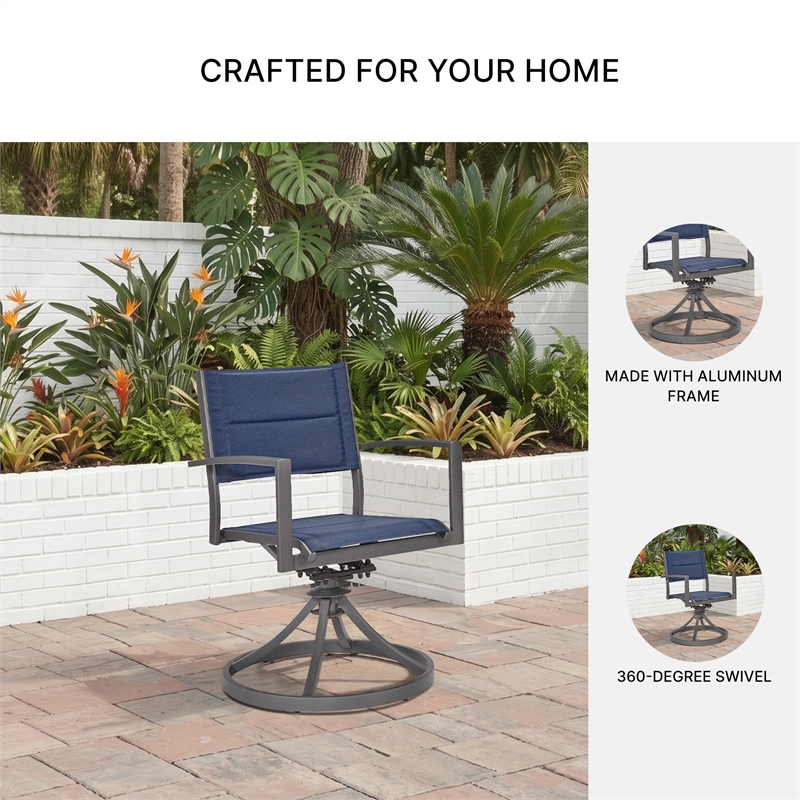 Signature Design by Ashley Redwood Wisp Outdoor Sling Swivel Chair (Set of 2)