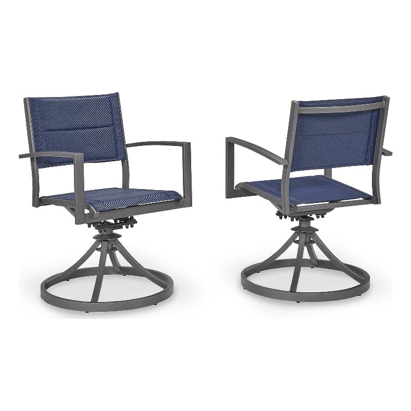 Signature Design by Ashley Redwood Wisp Outdoor Sling Swivel Chair (Set of 2)