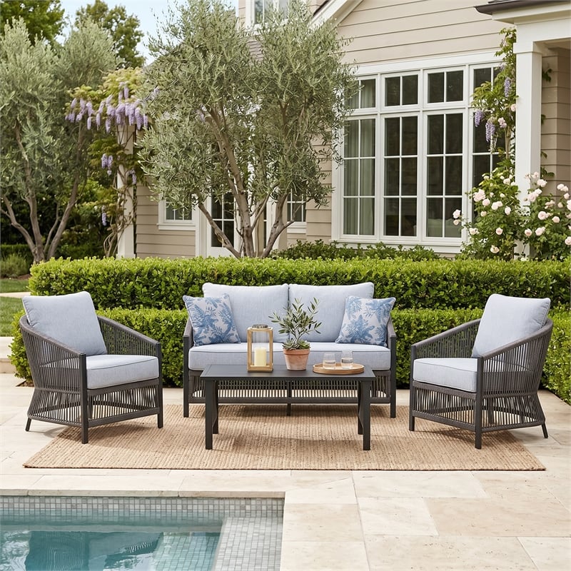 Signature Design by Ashley Sprig Jade Outdoor Love/Chairs/Table Set (Set of 4)
