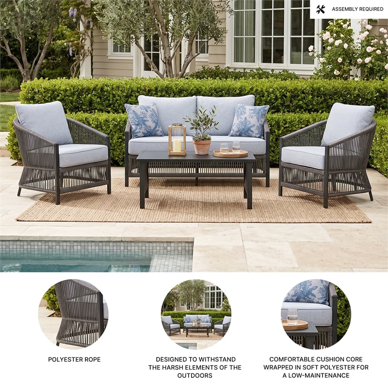 Signature Design by Ashley Sprig Jade Outdoor Love/Chairs/Table Set (Set of 4)