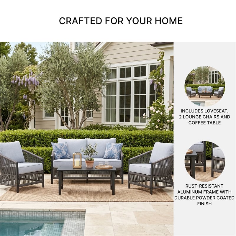 Signature Design by Ashley Sprig Jade Outdoor Love/Chairs/Table Set (Set of 4)