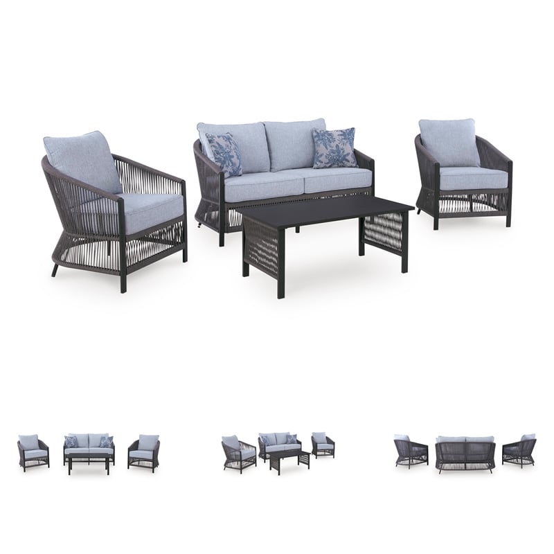 Signature Design by Ashley Sprig Jade Outdoor Love/Chairs/Table Set (Set of 4)