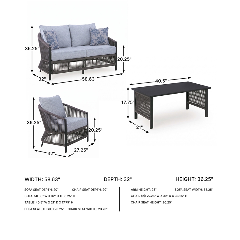 Signature Design by Ashley Sprig Jade Outdoor Love/Chairs/Table Set (Set of 4)