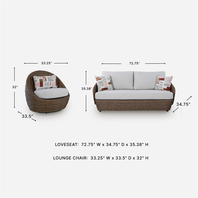 Signature Design by Ashley Mesquite Salt Outdoor Loveseat Set (Set of 3)