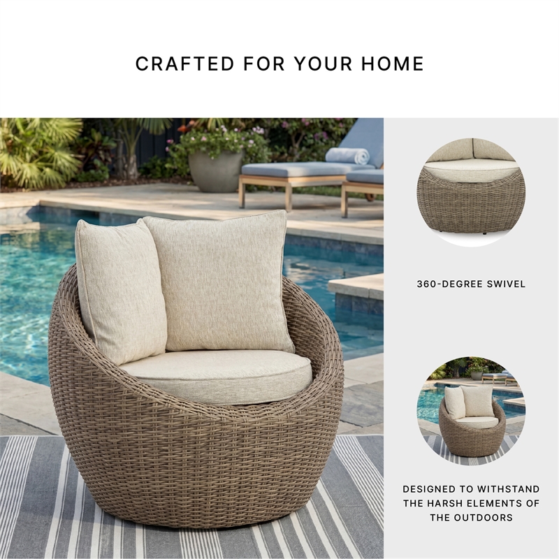 Signature Design by Ashley Saguaro Basalt Swivel Lounge with Cushion (Set of 2)