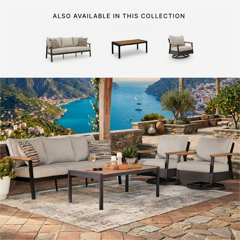 Signature Design by Ashley Virga Zinc Outdoor Sofa/Chairs/Table (Set of 4)