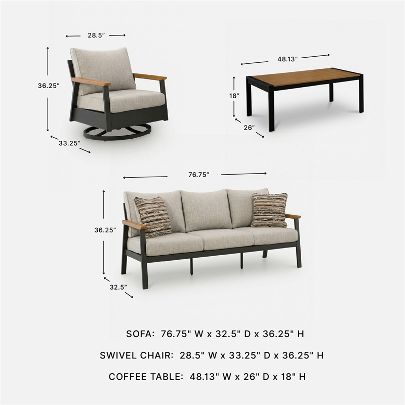 Signature Design by Ashley Virga Zinc Outdoor Sofa/Chairs/Table (Set of 4)