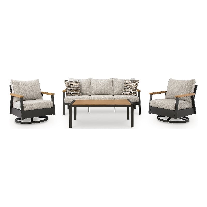 Signature Design by Ashley Virga Zinc Outdoor Sofa/Chairs/Table (Set of 4)