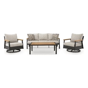 Signature Design by Ashley Virga Zinc Outdoor Sofa/Chairs/Table (Set of 4)