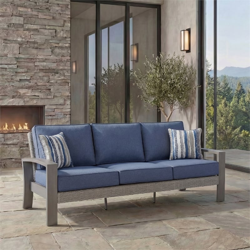 Signature Design by Ashley Gale Limestone Outdoor Sofa with Cushion