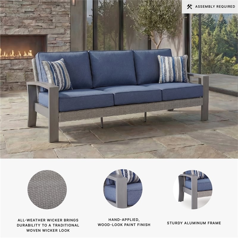 Signature Design by Ashley Gale Limestone Outdoor Sofa with Cushion