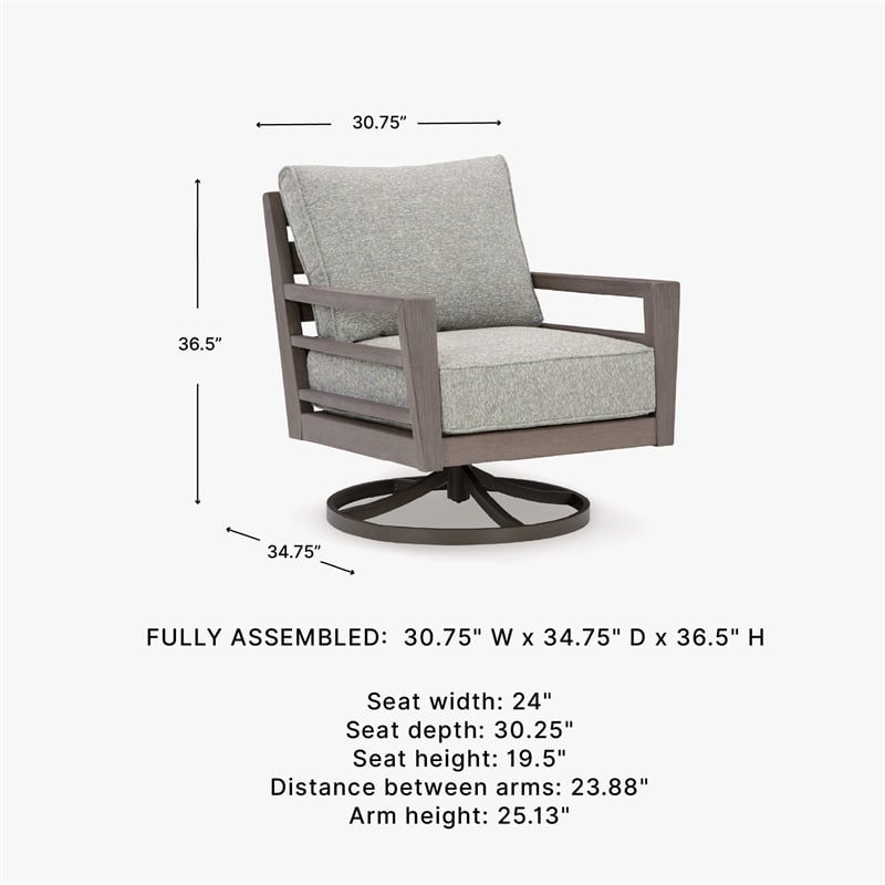 Signature Design by Ashley Narwhal Smoke Outdoor Swivel Lounge with Cushion