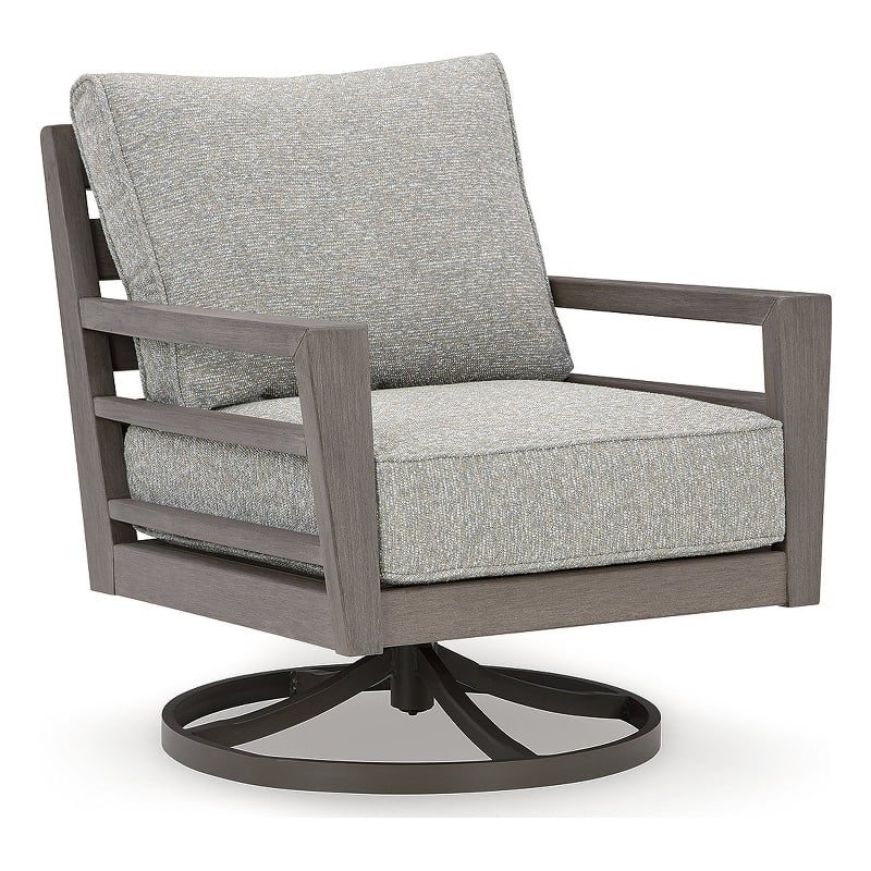 Signature Design by Ashley Narwhal Smoke Outdoor Swivel Lounge with Cushion