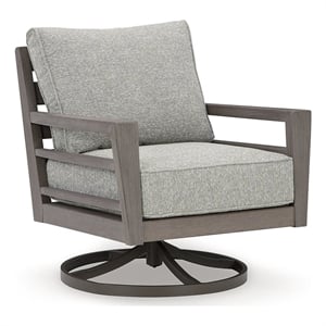 Signature Design by Ashley Narwhal Smoke Outdoor Swivel Lounge with Cushion