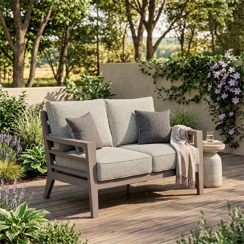 Signature Design by Ashley Narwhal Smoke Outdoor Loveseat with Cushion