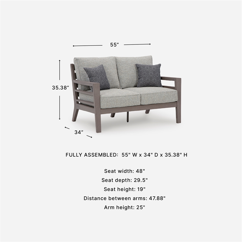 Signature Design by Ashley Narwhal Smoke Outdoor Loveseat with Cushion