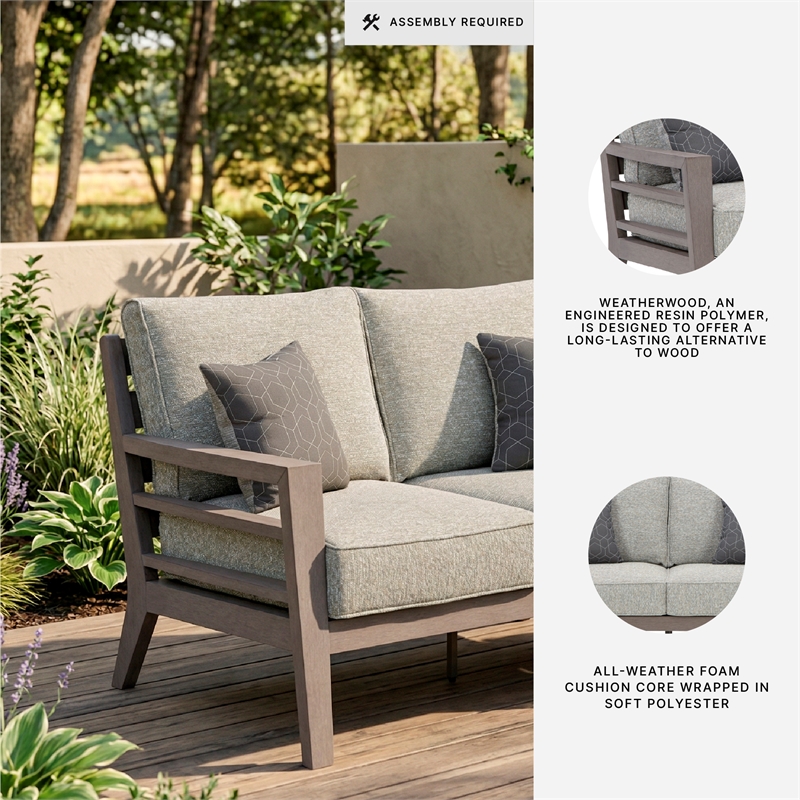 Signature Design by Ashley Narwhal Smoke Outdoor Loveseat with Cushion