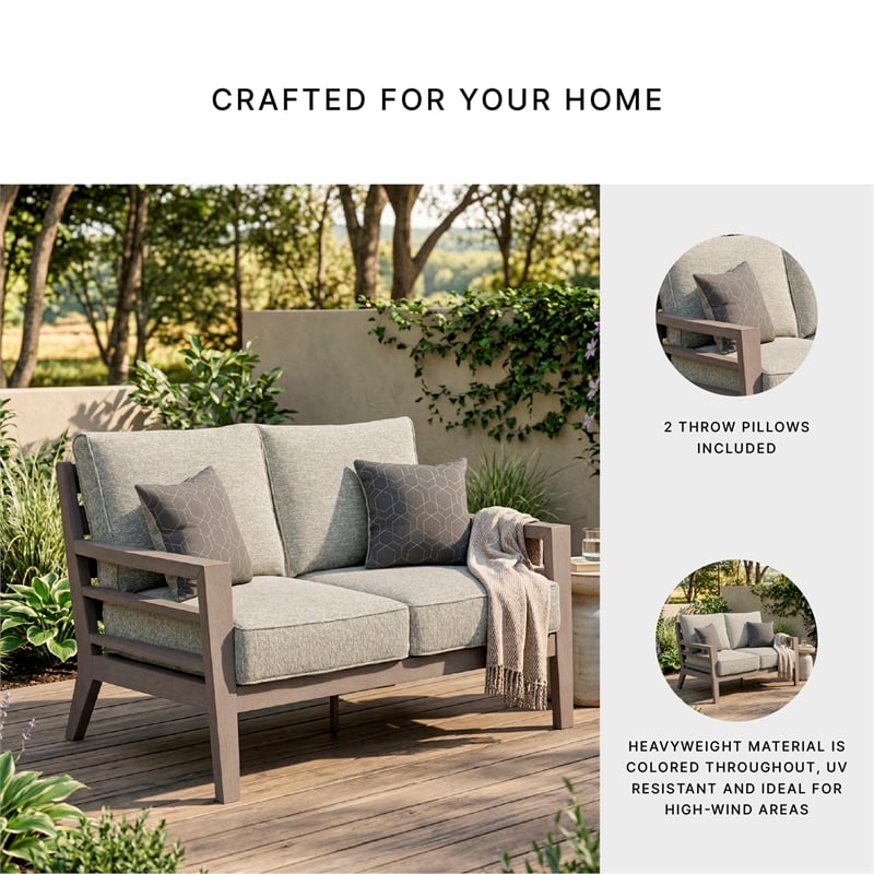 Signature Design by Ashley Narwhal Smoke Outdoor Loveseat with Cushion