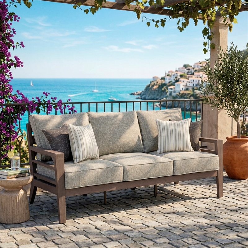 Signature Design by Ashley Narwhal Smoke Outdoor Sofa with Cushion