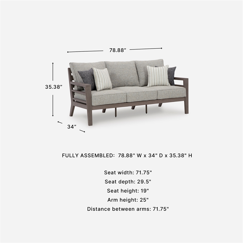 Signature Design by Ashley Narwhal Smoke Outdoor Sofa with Cushion