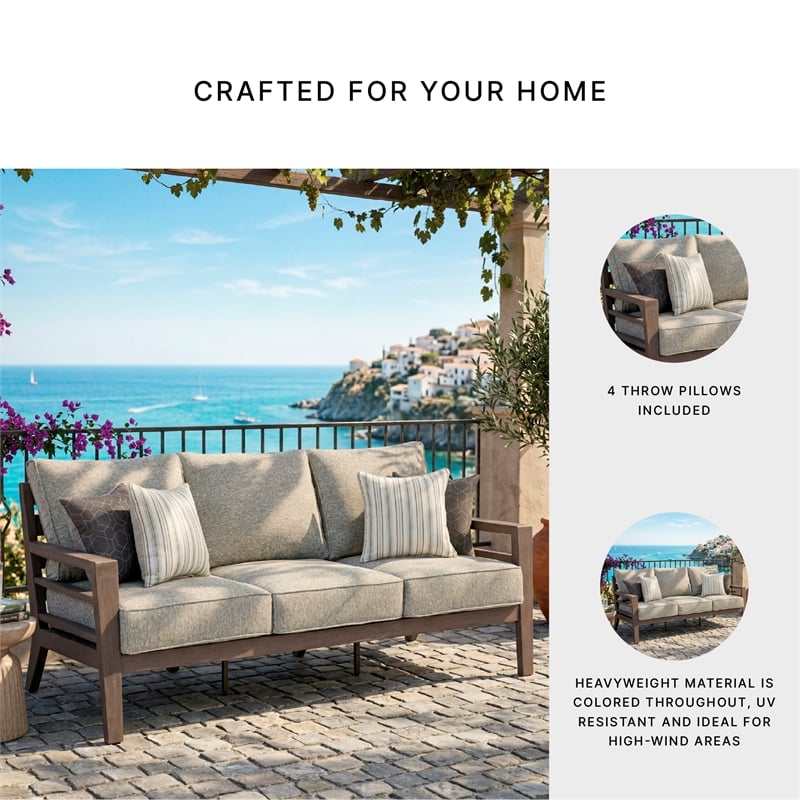 Signature Design by Ashley Narwhal Smoke Outdoor Sofa with Cushion