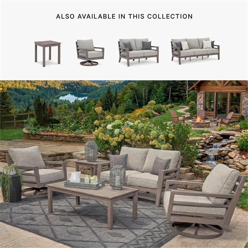 Signature Design by Ashley Narwhal Smoke Outdoor Sofa with Cushion