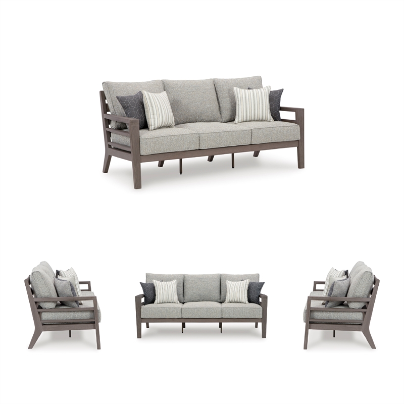 Signature Design by Ashley Narwhal Smoke Outdoor Sofa with Cushion