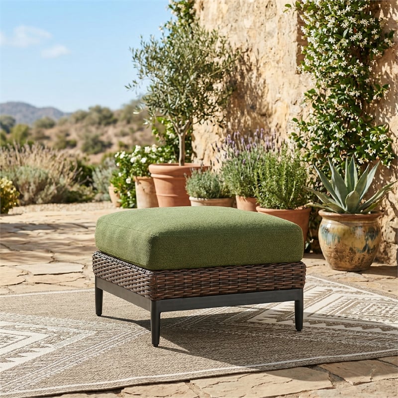 Signature Design by Ashley Needle Snow Outdoor Ottoman with Cushion