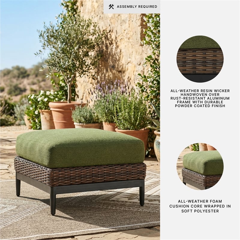 Signature Design by Ashley Needle Snow Outdoor Ottoman with Cushion
