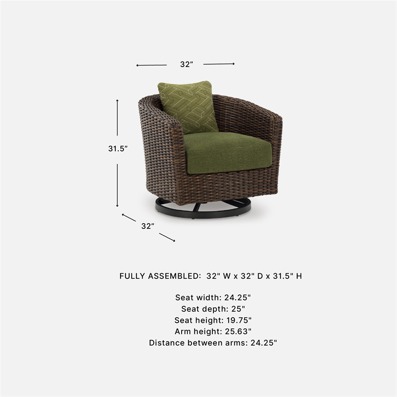 Signature Design by Ashley Needle Snow Outdoor Swivel Lounge Chair with Cushion