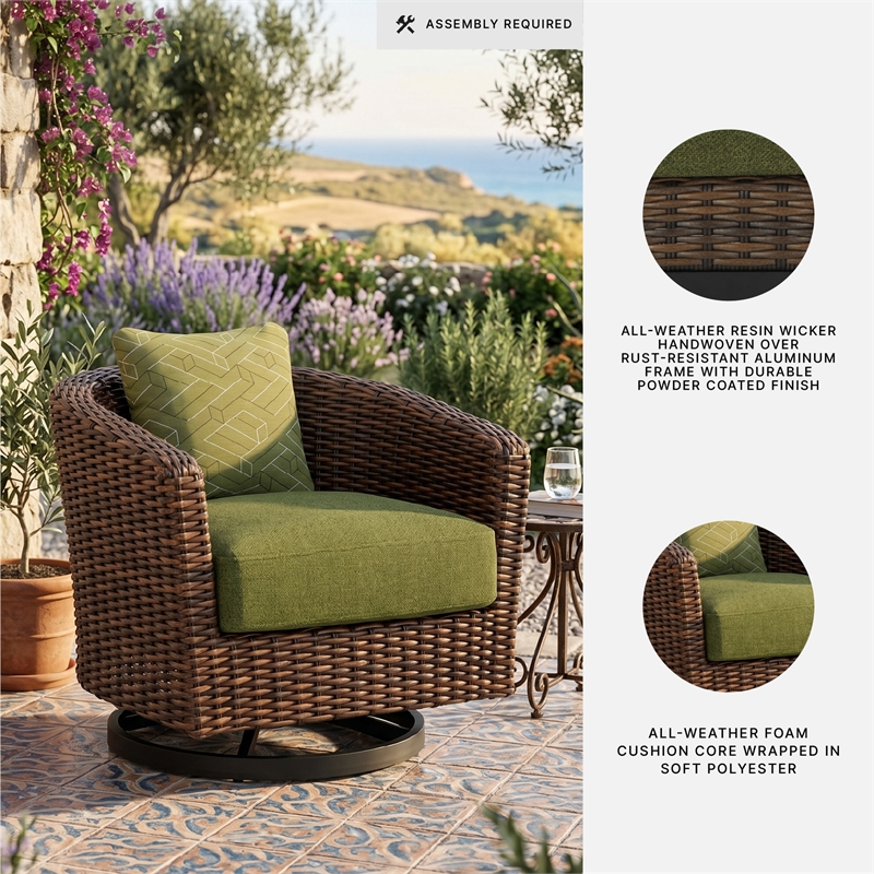 Signature Design by Ashley Needle Snow Outdoor Swivel Lounge Chair with Cushion
