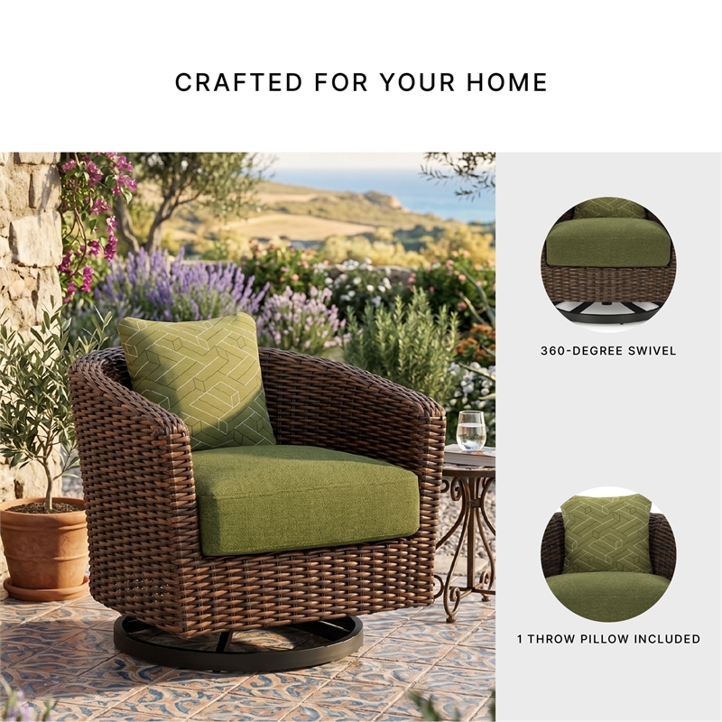 Signature Design by Ashley Needle Snow Outdoor Swivel Lounge Chair with Cushion