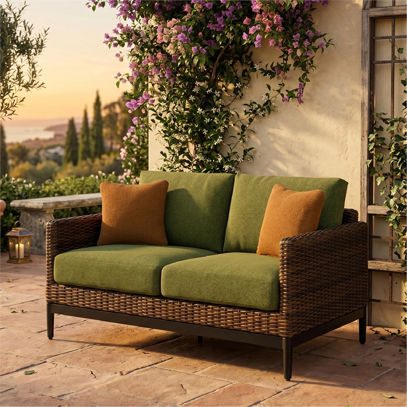 Signature Design by Ashley Needle Snow Outdoor Loveseat with Cushion