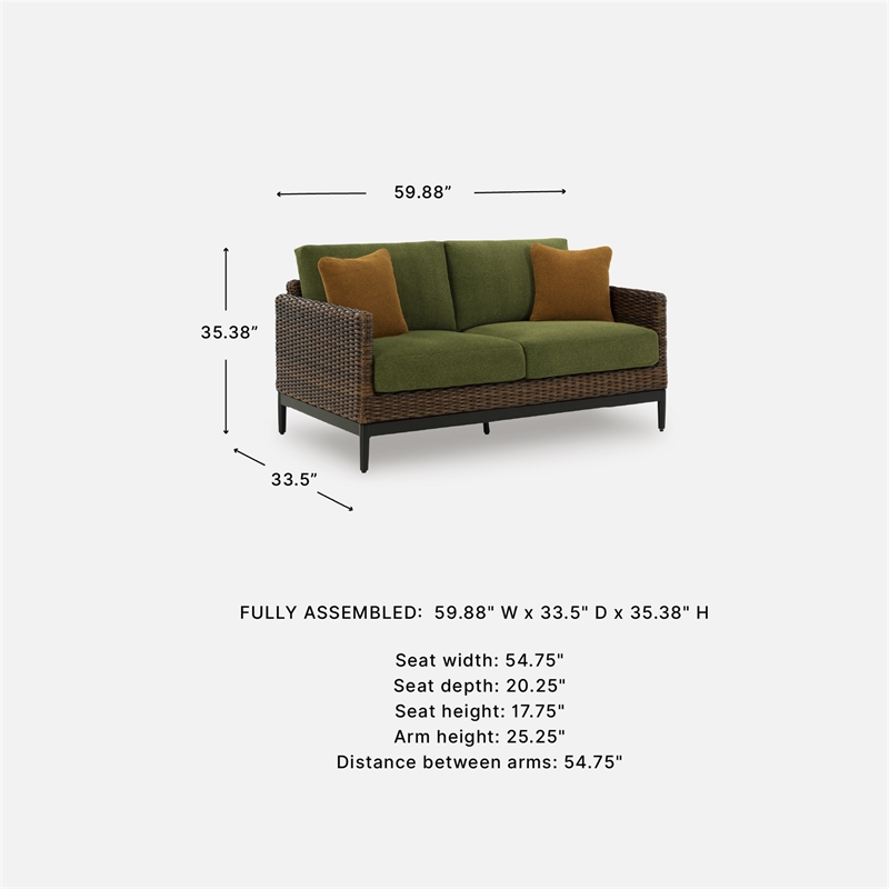 Signature Design by Ashley Needle Snow Outdoor Loveseat with Cushion