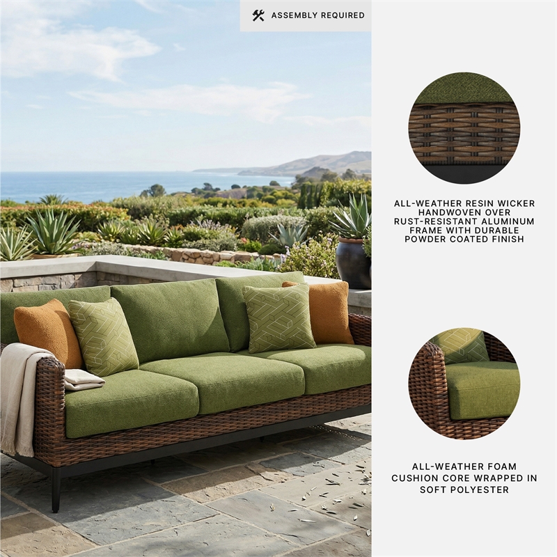 Signature Design by Ashley Needle Snow Outdoor Sofa with Cushion