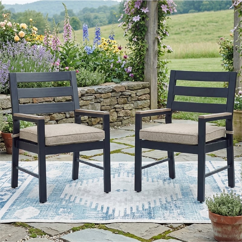 Signature Design by Ashley Bayou Clay Outdoor Arm Chair with Cushion (Set of 2)