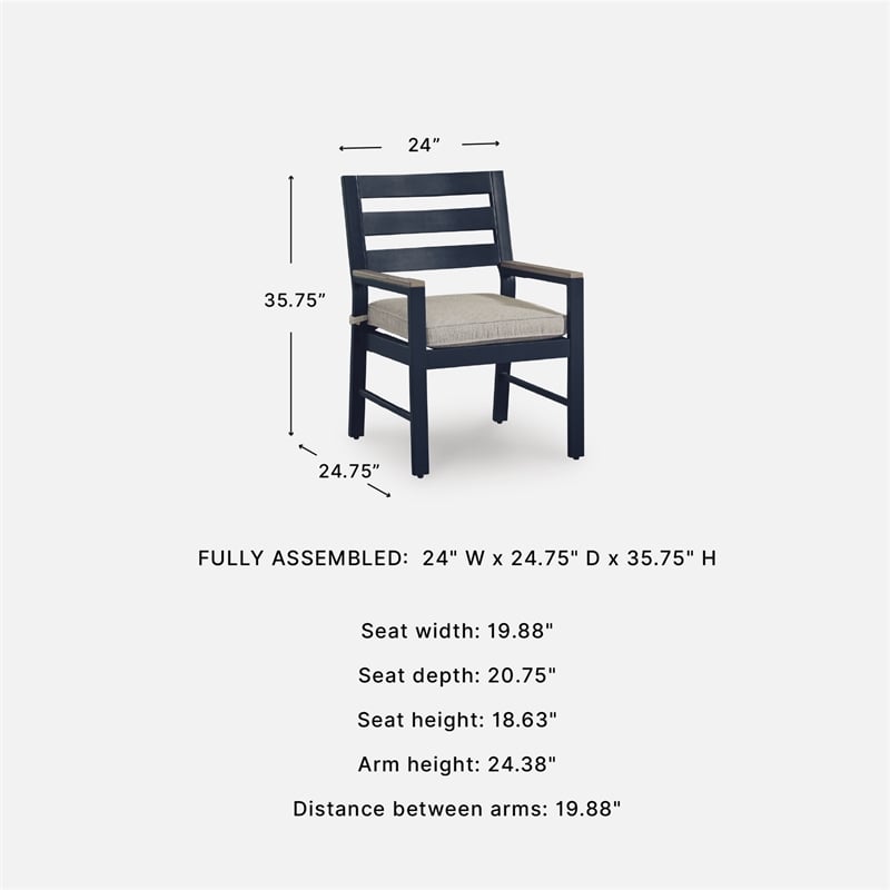 Signature Design by Ashley Bayou Clay Outdoor Arm Chair with Cushion (Set of 2)