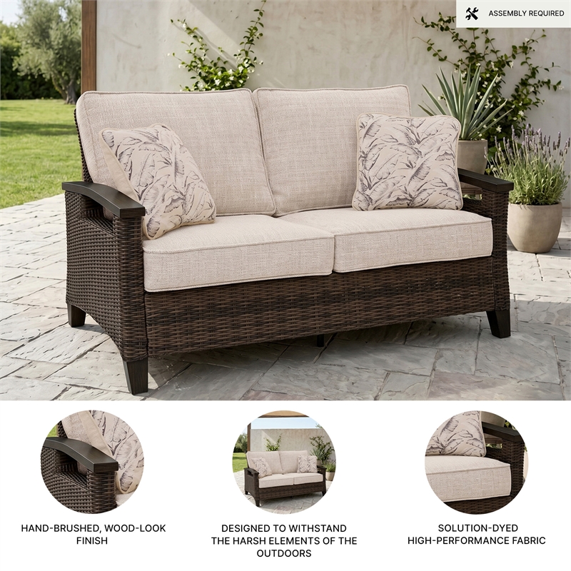 Signature Design by Ashley Pinecone Vale Outdoor Loveseat with Cushion