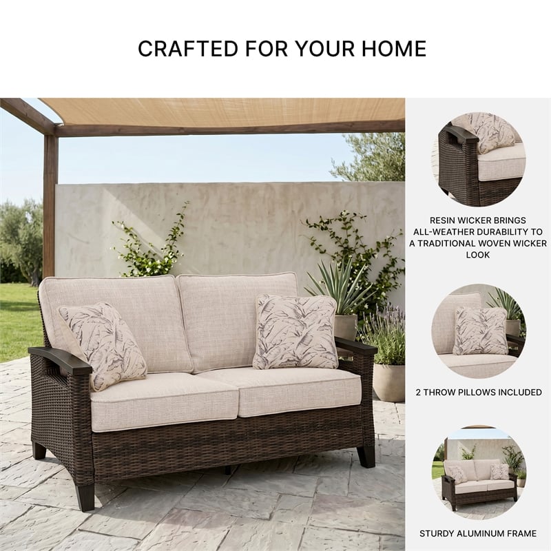 Signature Design by Ashley Pinecone Vale Outdoor Loveseat with Cushion
