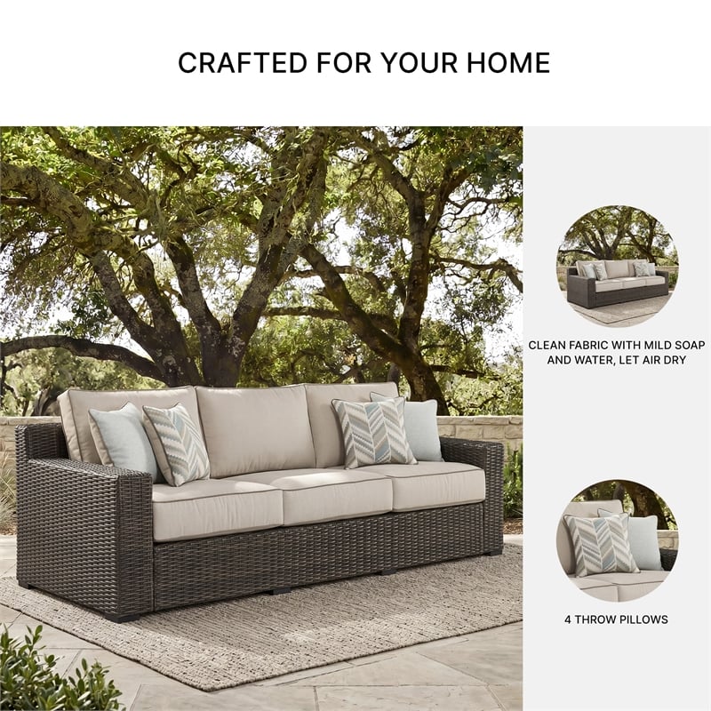 Signature Design by Ashley Teak Opaline Outdoor Sofa with Cushion
