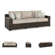Signature Design by Ashley Teak Opaline Outdoor Sofa with Cushion