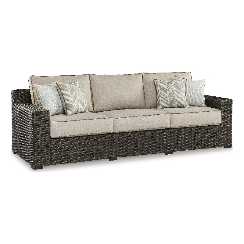 Signature Design by Ashley Teak Opaline Outdoor Sofa with Cushion