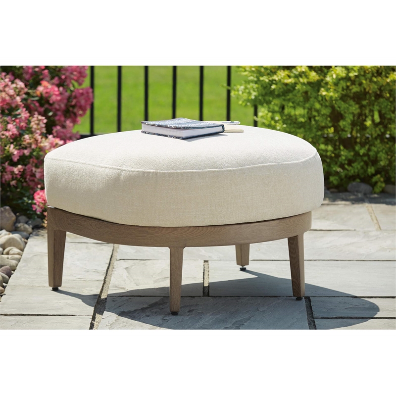 Signature Design by Ashley Pampas Thistle Outdoor Ottoman with Cushion