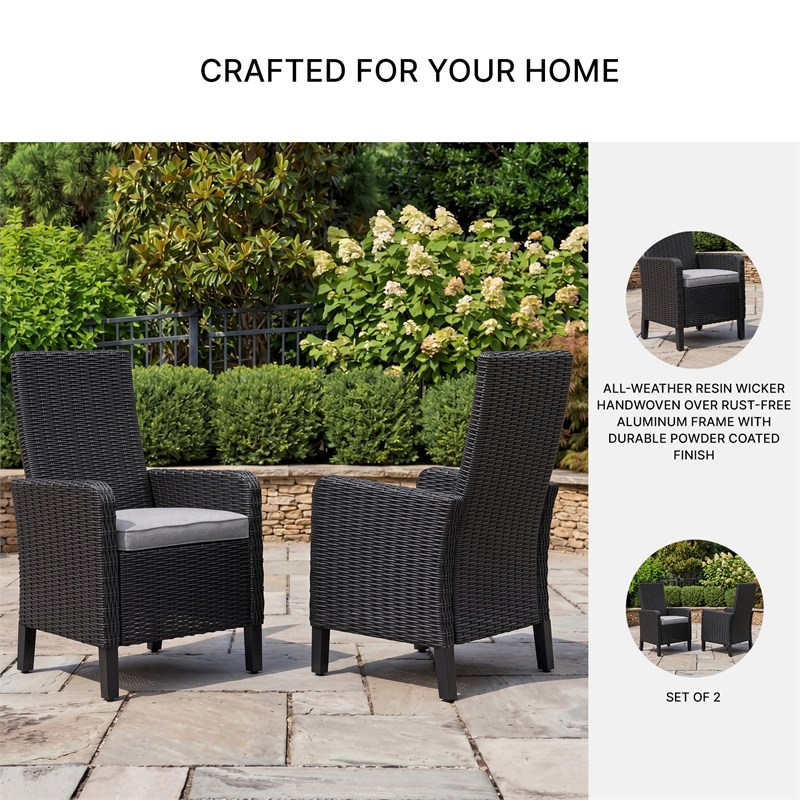 Signature Design by Ashley Isopleth Outdoor Arm Chair with Cushion (Set of 2)