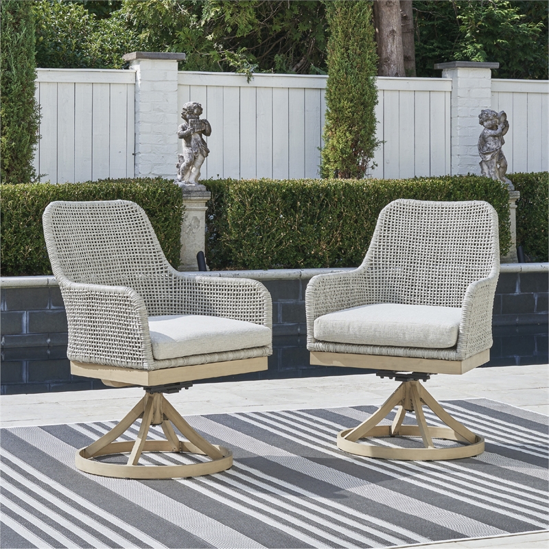 Signature Design by Ashley Hemlock Mica Outdoor Swivel Dining Chair (Set of 2)
