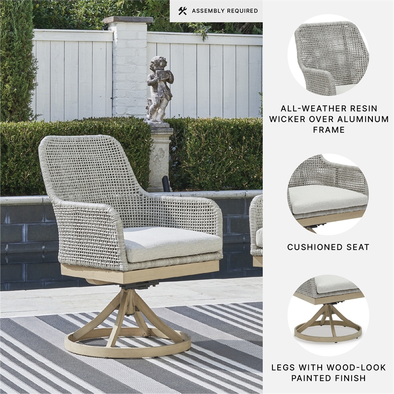 Signature Design by Ashley Hemlock Mica Outdoor Swivel Dining Chair (Set of 2)