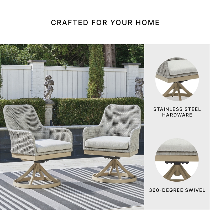Signature Design by Ashley Hemlock Mica Outdoor Swivel Dining Chair (Set of 2)