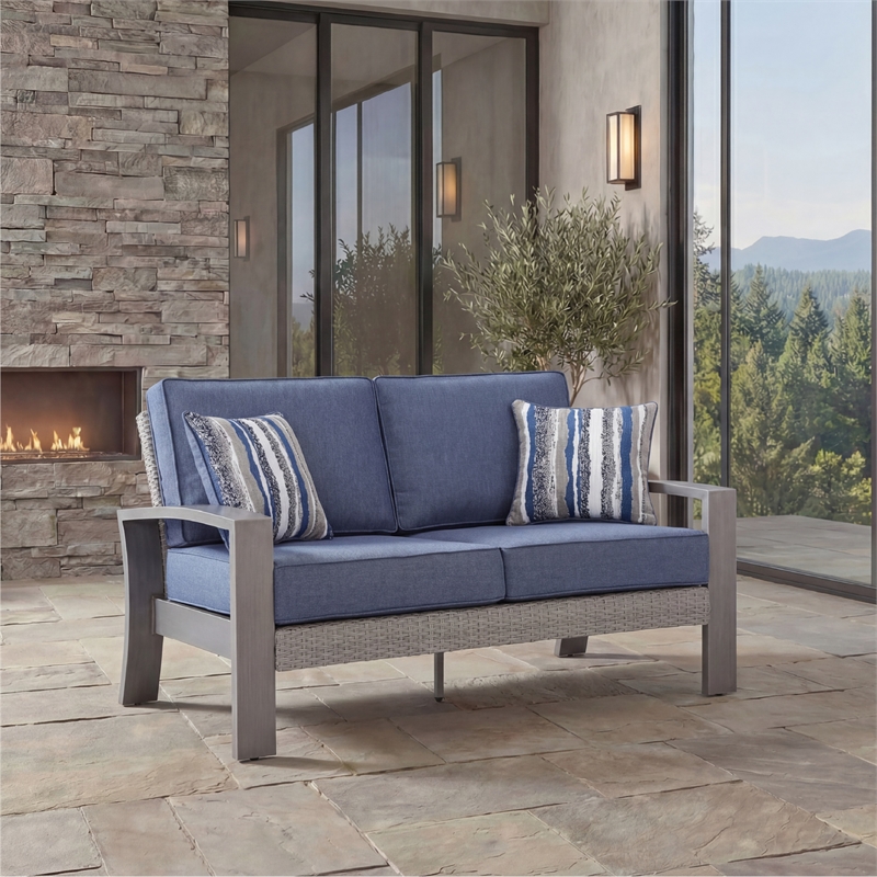 Signature Design by Ashley Gale Limestone Outdoor Loveseat with Cushion